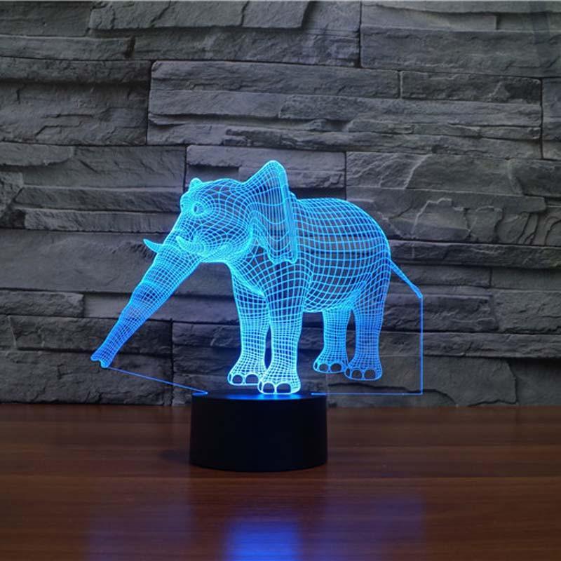 3D Hologram Elephant LED Lamp
