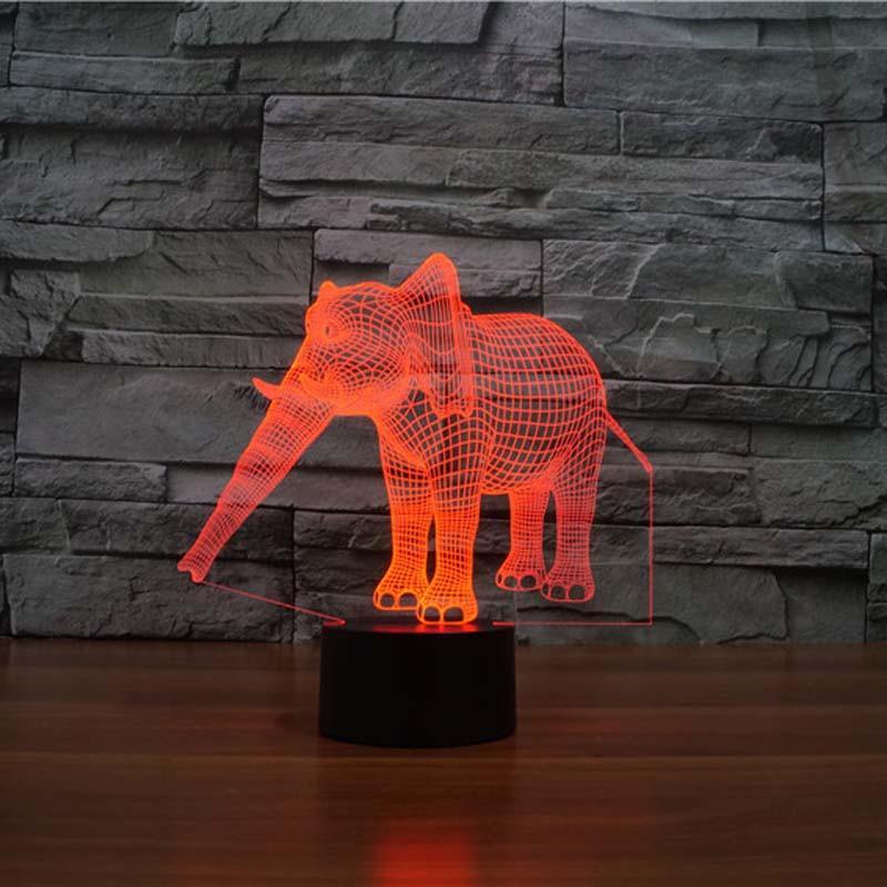 3D Hologram Elephant LED Lamp