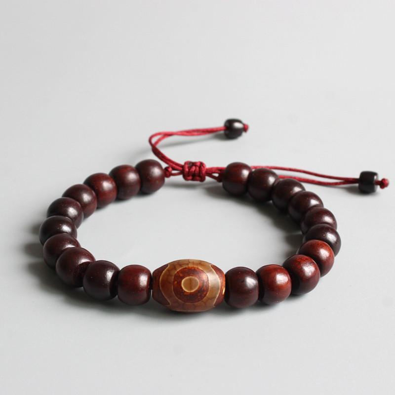 Tibetan Natural Red Sandal Wooden Beads Bracelet