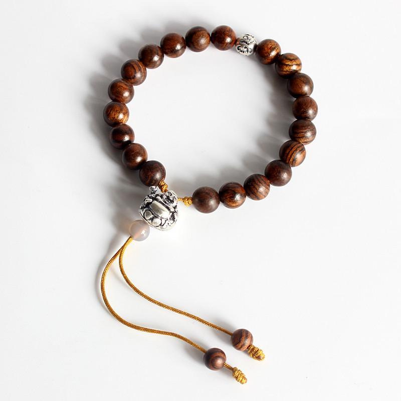 Tibetan Tiger Skin Wood with Langhing Buddha Charm
