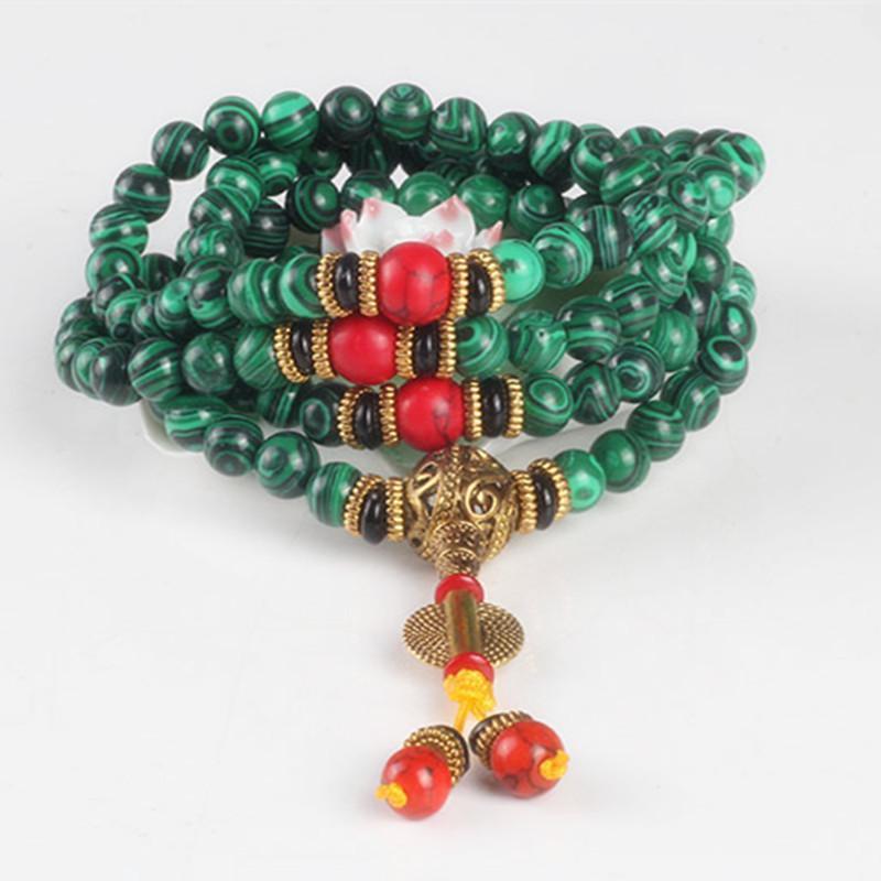 108 Malachite Stone Beads Mala