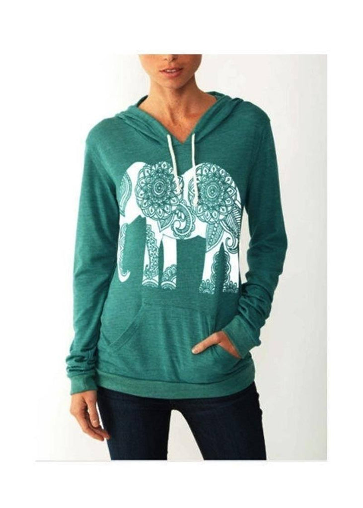 Womens Long Sleeve Elephant Hoodies