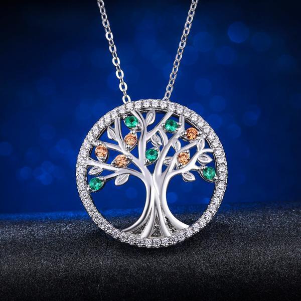 Tree Of Life 925 Sterling Silver + Topaz