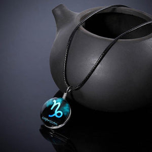 12 constellation Glass Pendant Necklace