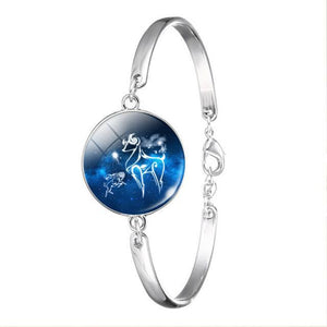 12 Zodiac Sign Bracelet Glass Charm Bracelet