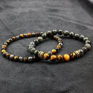 2 PCS Tiger Eye Stone Beads  Labradorite Bracelet Set